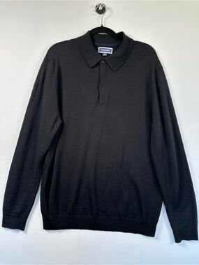 Club Room Men’s Merino Wool Blend Polo Sweater Black Size L